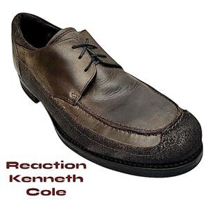 Kenneth Cole Reaction Brown Leather Derby Dress Shoes Size 9 Pre-Owned